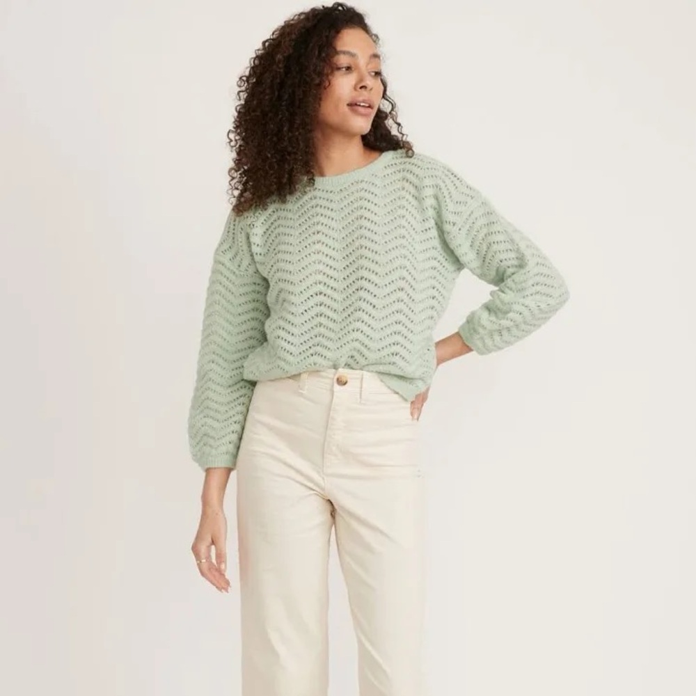 Marine Layer Ruby Pointelle Alpaca Wool Blend Sweater